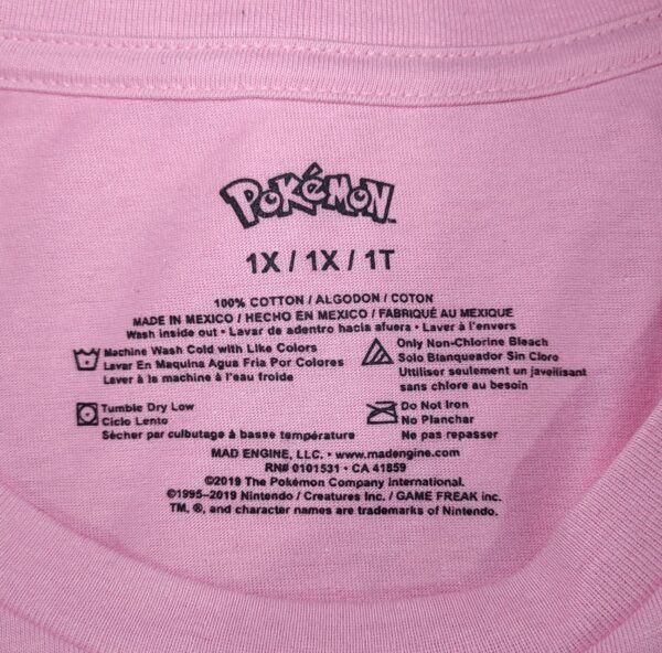 Indicaciones de la playera pokemon