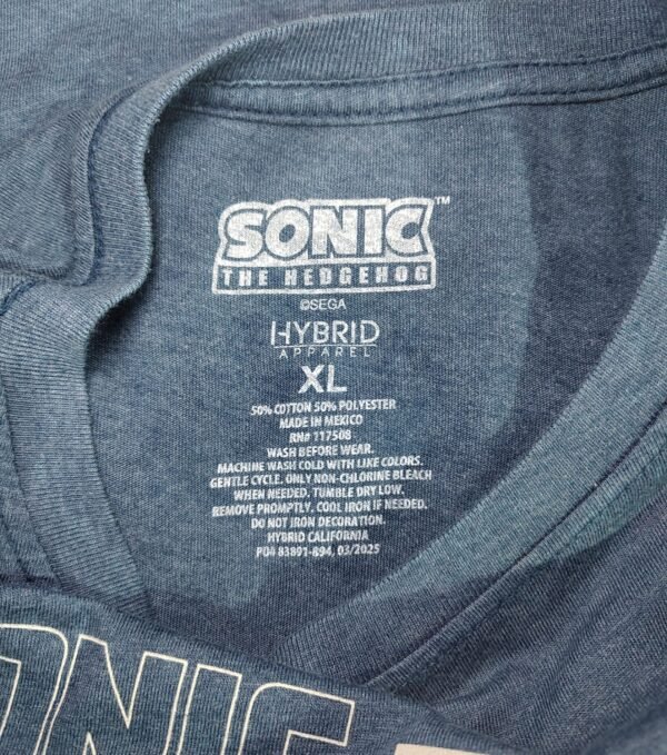 Indicaciones de la playera Sonic